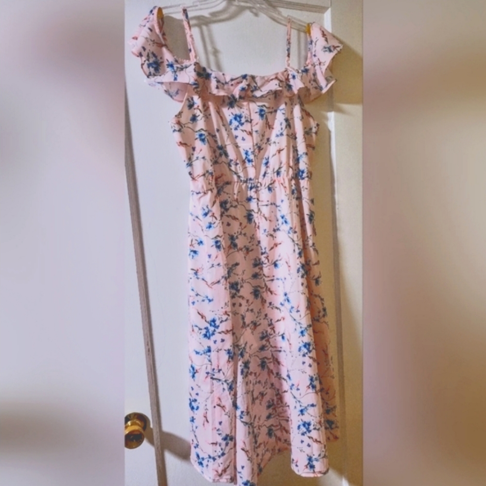 Beautiful Pink, blue chiffon semi formal summer wedding guest dress